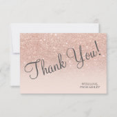 Roos gouden faux glitter roze ombre chic bedankt (Voorkant)