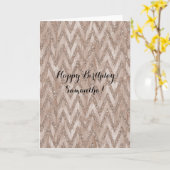 Roos gouden faux glitter verf Chevron strepen Kaart (Gele Bloem)