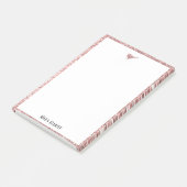 Roos Gouden Faux Glitter Vogel & Rand op Wit Post-it® Notes (Schuin)