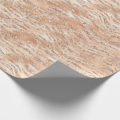 Roos gouden faux glitter zebra strepen cadeaupapier (Hoek)