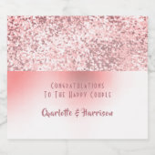 Roos gouden faux glitterpatroon Elegant Sparkling Wijnetiket (Enkel label)