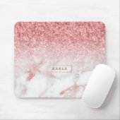 Roos-gouden faux marmer & glitter ombre muismat (Met muis)