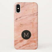 Roos-gouden faux marmeren steen print monogram Case-Mate iPhone case (Achterkant)