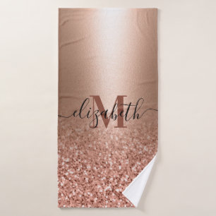 Roos gouden faux roze glitter badhanddoek
