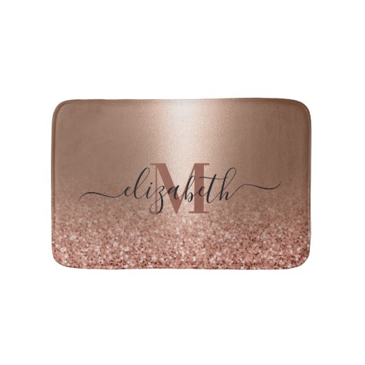 Roos gouden faux roze glitter badmat (Voorkant)