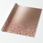 Roos gouden faux roze glitter cadeaupapier (Uitgerold)