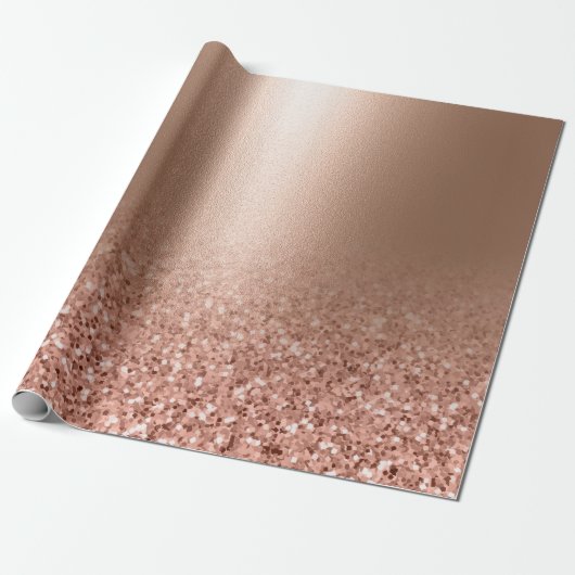 Roos gouden faux roze glitter cadeaupapier (Uitgerold)