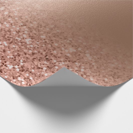 Roos gouden faux roze glitter cadeaupapier (Hoek)