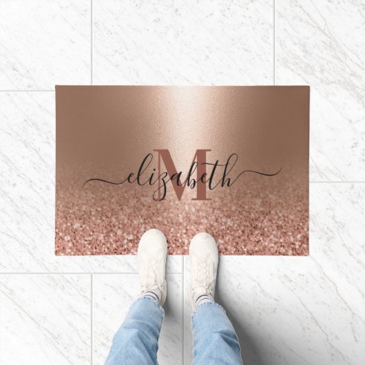 Roos gouden faux roze glitter deurmat (Binnen)