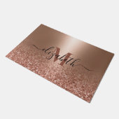 Roos gouden faux roze glitter deurmat (Schuin)