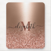 Roos gouden faux roze glitter muismat (Voorkant)