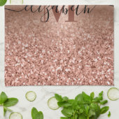 Roos gouden faux roze glitter theedoek (Gevouwen)