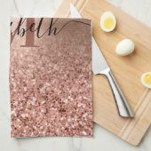 Roos gouden faux roze glitter theedoek (Quarter Fold)