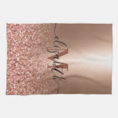 Roos gouden faux roze glitter theedoek (Horizontaal)