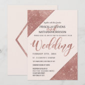 Roos Gouden Faux Sparkling Glitter Sequin Bruiloft Kaart (Voorkant / Achterkant)