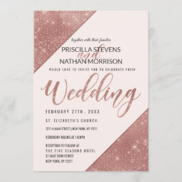 Roos Gouden Faux Sparkling Glitter Sequin Bruiloft Kaart