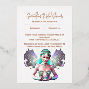 Roos gouden fee prinses bruid iriserende folie folie uitnodiging