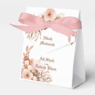 Roos gouden Floral Nikah Mubarak Favor Box Bedankdoosjes