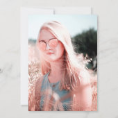 Roos gouden florale blush roze Bat Mitzvah foto Kaart (Achterkant)