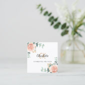 Roos gouden floralen monogram QR code Vierkante Visitekaartje (Staand voorkant)