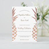 roos gouden folie ananas bruiloft kaart (Staand voorkant)