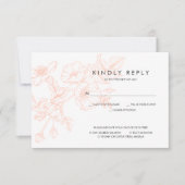 Roos Gouden Folie Bloemen Bruiloft RSVP w/Maaltijd (Voorkant)