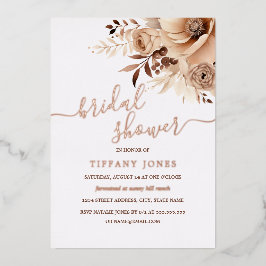 ROOS GOUDEN FOLIE Boho Beige Bloemen Vrijgezellenf Uitnodiging