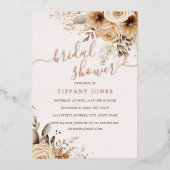 ROOS GOUDEN FOLIE Boho Bloemen Vrijgezellenfeest Folie Uitnodiging (Voorkant)