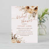 ROOS GOUDEN FOLIE Boho Bloemen Vrijgezellenfeest Folie Uitnodiging (Staand Voorkant)