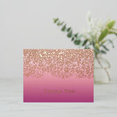 Roos gouden folie bruiloft dank u feestdagen briefkaart (Staand Voorkant)