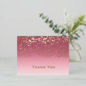 Roos gouden folie bruiloft dank u folie feestdagen briefkaart (Staand Voorkant)