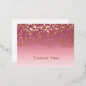 Roos gouden folie bruiloft dank u folie feestdagen briefkaart (Voorkant / Achterkant)