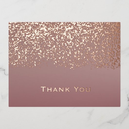 Roos gouden folie bruiloft dank u folie feestdagen briefkaart (Voorkant)