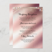 Roos Gouden Folie Bruiloft Informatie Gast Informatiekaartje (Voorkant / Achterkant)