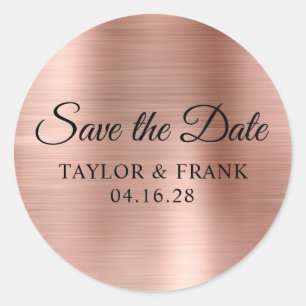 Roos Gouden Folie Bruiloft Save the Date Ronde Sticker