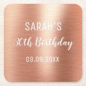 Roos Gouden Folie Elegant Enige Leeftijd 30e Verja Kartonnen Onderzetters (Voorkant)