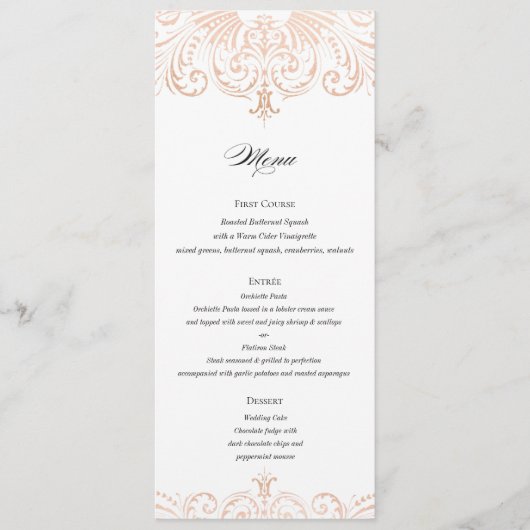 Roos Gouden Folie (Faux) Bruiloft Menu Boho Chic (Voorkant)