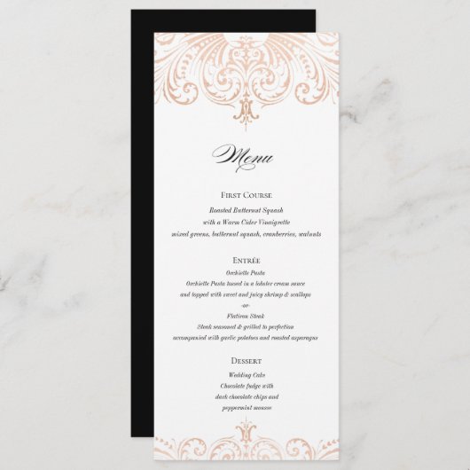 Roos Gouden Folie (Faux) Bruiloft Menu Boho Chic (Voorkant / Achterkant)