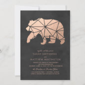 Roos Gouden Folie Geometrische Beer Huwelijksuitno Kaart (Voorkant)