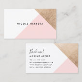 Roos gouden folie geometrische moderne blush roze  visitekaartje (Voorkant / Achterkant)