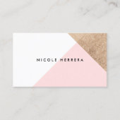 Roos gouden folie geometrische moderne blush roze  visitekaartje (Voorkant)