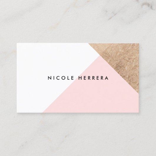 Roos gouden folie geometrische moderne blush roze  visitekaartje (Voorkant)