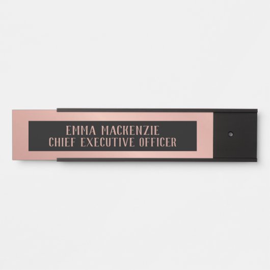 Roos Gouden Folie Glam Kantoor Naam Bord Deurteken Deurbordje (Voorkant)