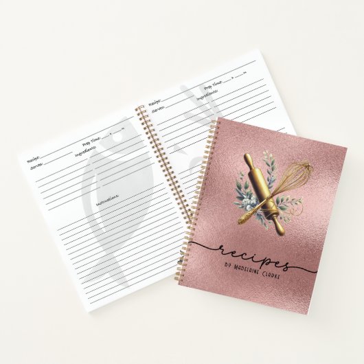 Roos Gouden Folie & Gouden Whisk Bakkerij Bakerij  Notitieboek (Binnen)