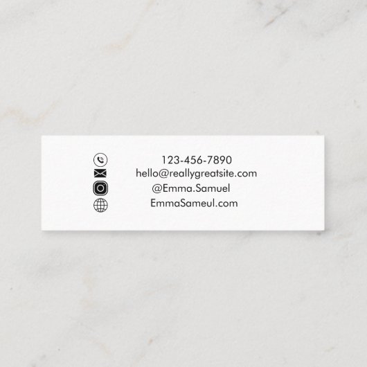 Roos gouden Folie Hallo Elegant Mini Visitekaartje (Achterkant)