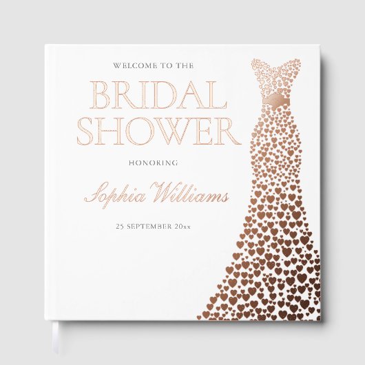 Roos Gouden Folie Hart Dress Vrijgezellenfeest Gastenboek (Voorkant)