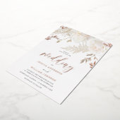 Roos Gouden Folie Ivoor Wit Bloemen Bruiloft Uitnodiging (Gedraaid)