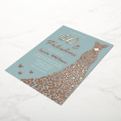 Roos Gouden Folie Jurk 60 & Fabulous 60th Verjaard Folie Uitnodiging (Gedraaid)