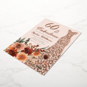 Roos Gouden Folie Jurk Boho Floral 60e Verjaardag Uitnodiging (Gedraaid)