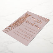 Roos Gouden Folie Jurk Roze Elegant 70e Verjaardag Folie Uitnodiging (Gedraaid)